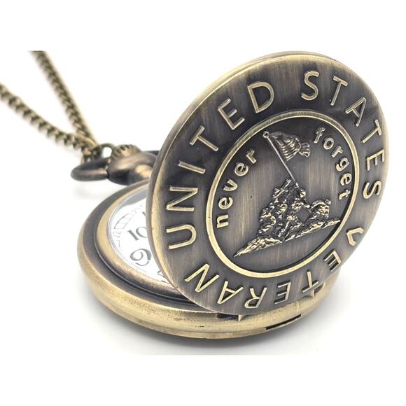 Veteran's Pocket Watch - Military Personalized Gift Army Navy Marines Veteran - Picture 2 of 10